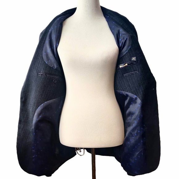 Scotch & Soda Amsterdam Blauw Mens Blue 2 Button Poly Wool Blend Blazer XL/52 - Picture 4 of 12